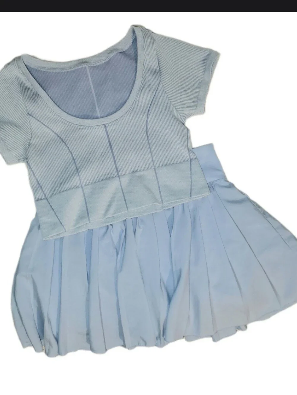 Aloha As Revival Pleated Activewear Skort Large Ribbed Knit Scoop Neck Top Set